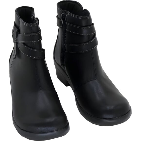 Clarks Angie Mist Spice Black Leather Ankle Boots Women's US 7M - Picture 1 of 6